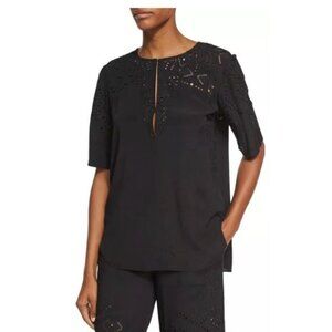 Theory Antazie E2 Ghost Crepe Eyelet Top Black – XS